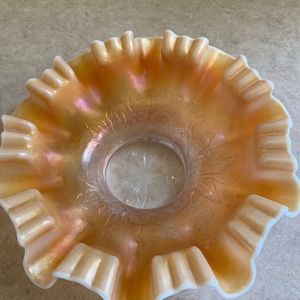 Fenton Carnival Opalescent triple crimped  bowl